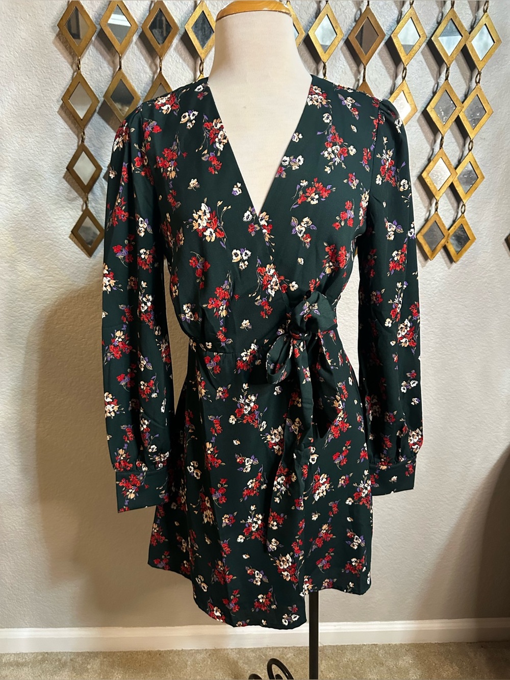 NWT Lost + Wander Hailey Crepe Floral Wrap Mini Dress